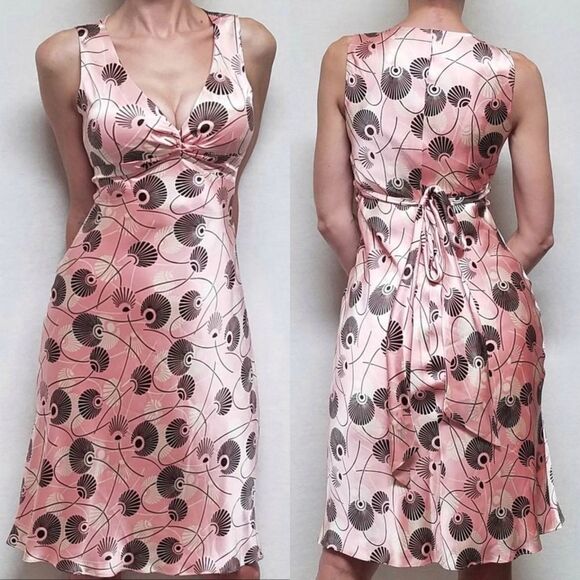 LAUNDRY by Shelli Segal Silk Tie Back V-Neck Sleeveless Floral Slip Dress - Picture 1 of 11